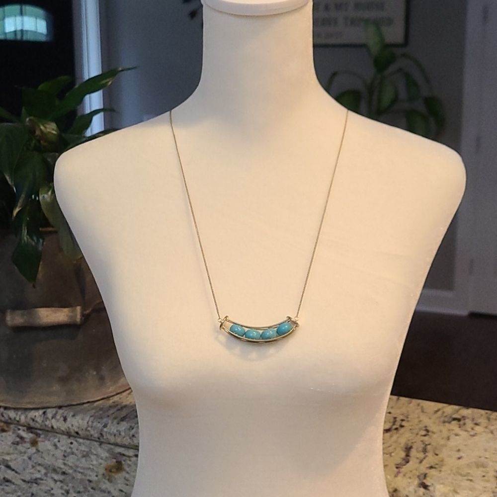 Natural stone curved bar chain necklace & earrings